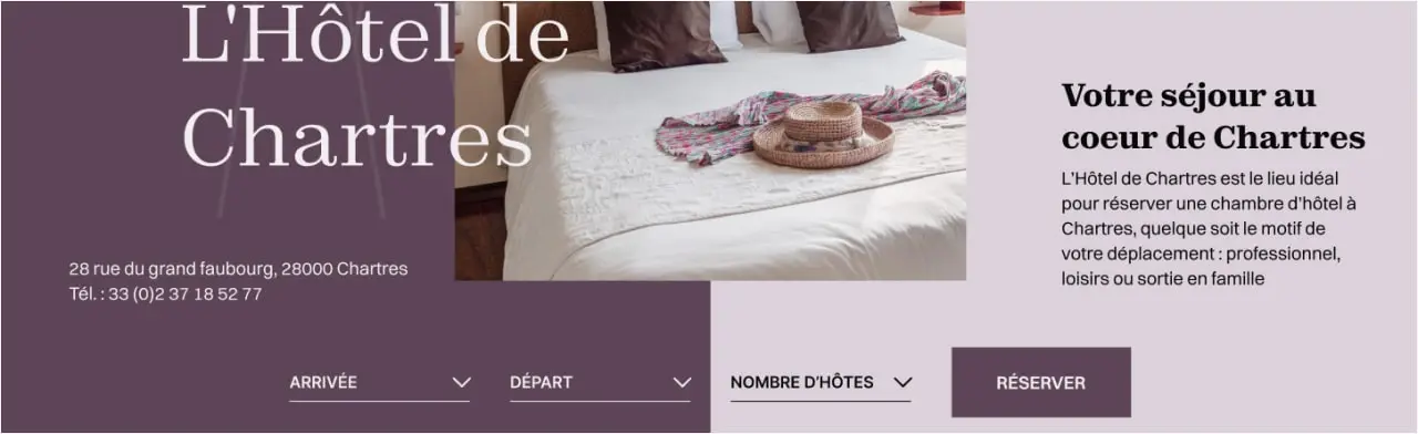 Exemple de l'interface du site de l'Hôtel de Chartres